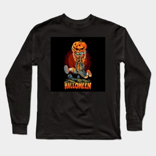 cute-halloween-zombie-running-with-pumpkin Long Sleeve T-Shirt